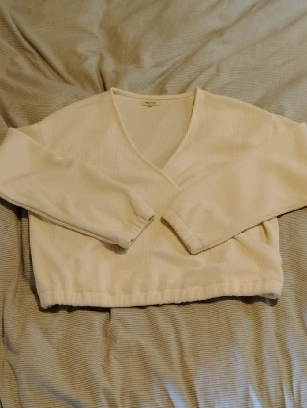 Madewell Ottoman Knit Wrap Top, White XL